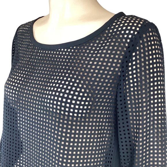 Banana Republic Womens Top Size XS Xsmall Black Sheer Mesh Long Sleeve‎ - Picture 3 of 7